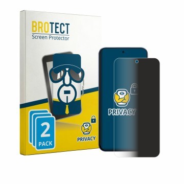 Parte frontal de un envase de producto con el logotipo de la marca BROTECT. Al lado se muestra el dispositivo Oppo F33 Pro con