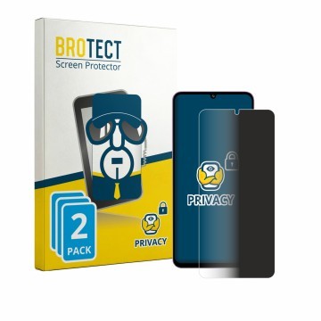 Vorderseite einer Produktverpackung mit dem Markenlogo BROTECT. Daneben ist das Gerät Samsung Galaxy M17e mit dem zugehörigen 