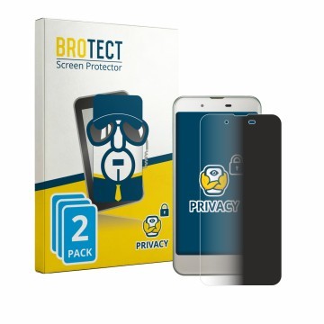 Parte frontal de un envase de producto con el logotipo de la marca BROTECT. Al lado se muestra el dispositivo Sharp Aquos SHV3