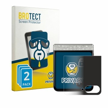 Front side of a product packaging with the brand logo BROTECT. Next to it is the device Motorola Razr 70 (Back display) shown 