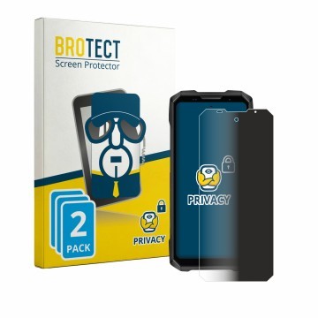 Front side of a product packaging with the brand logo BROTECT. Next to it is the device Doogee V Max 2 shown with the correspo