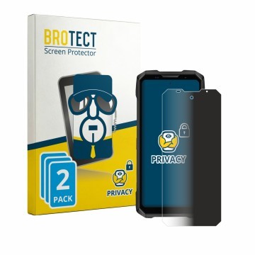 Front side of a product packaging with the brand logo BROTECT. Next to it is the device Doogee V Max 2 Pro shown with the corr
