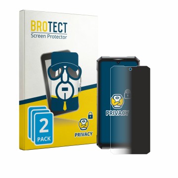 Front side of a product packaging with the brand logo BROTECT. Next to it is the device Doogee S200 Ultra shown with the corre