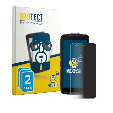 Front side of a product packaging with the brand logo BROTECT. Next to it is the device Doogee Fire 3 shown with the correspon