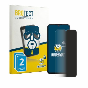 Parte frontale di una confezione del prodotto con il logo del marchio BROTECT. Accanto è raffigurato il dispositivo Xiaomi Red