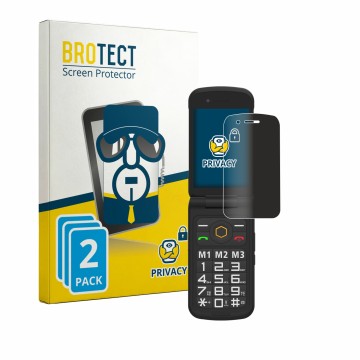 Face avant d’un emballage produit avec le logo de la marque BROTECT. À côté, l’appareil AGM M8 FLIP est représenté avec la pro