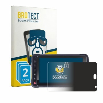 Parte frontal de un envase de producto con el logotipo de la marca BROTECT. Al lado se muestra el dispositivo Hugerock X72 con