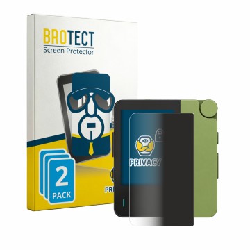Parte frontal de un envase de producto con el logotipo de la marca BROTECT. Al lado se muestra el dispositivo Hiby W4 con su p