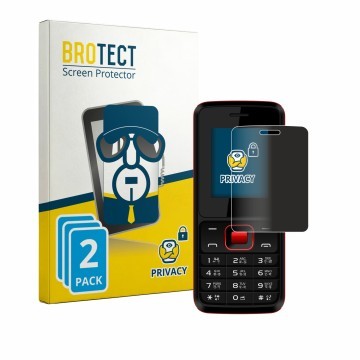 Vorderseite einer Produktverpackung mit dem Markenlogo BROTECT. Daneben ist das Gerät Karbonn K19 Rock mit dem zugehörigen Dis