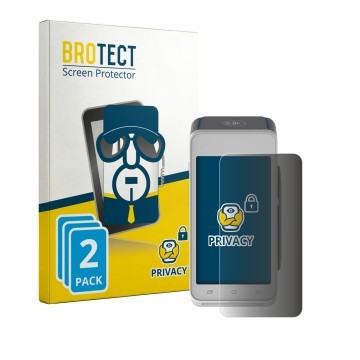 Front side of a product packaging with the brand logo BROTECT. Next to it is the device Pax A910S shown with the corresponding