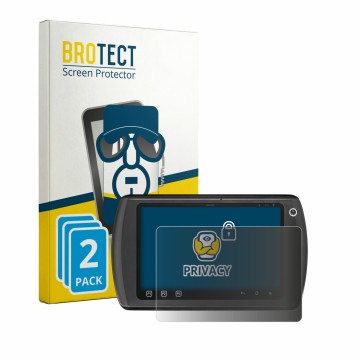 Parte frontal de un envase de producto con el logotipo de la marca BROTECT. Al lado se muestra el dispositivo Zebra ET1 con su