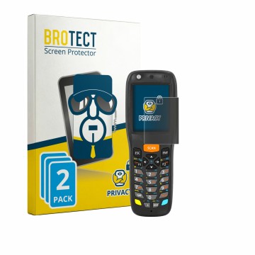 Parte frontal de un envase de producto con el logotipo de la marca BROTECT. Al lado se muestra el dispositivo Datalogic Memor 