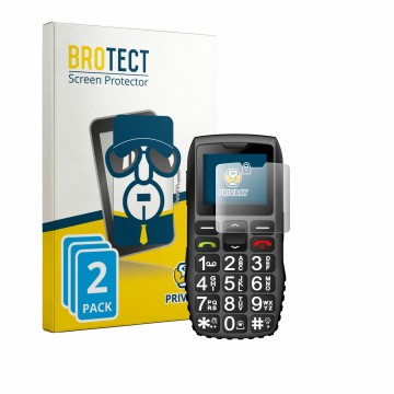Face avant d’un emballage produit avec le logo de la marque BROTECT. À côté, l’appareil artfone 4G est représenté avec la prot