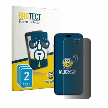 Face avant d’un emballage produit avec le logo de la marque BROTECT. À côté, l’appareil Apple iPhone 18 Pro Max est représenté