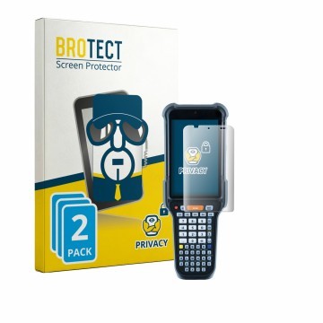 Front side of a product packaging with the brand logo BROTECT. Next to it is the device Datalogic Falcon X60 shown with the co