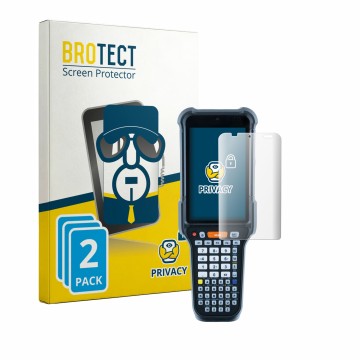 Front side of a product packaging with the brand logo BROTECT. Next to it is the device Datalogic Falcon X65 shown with the co