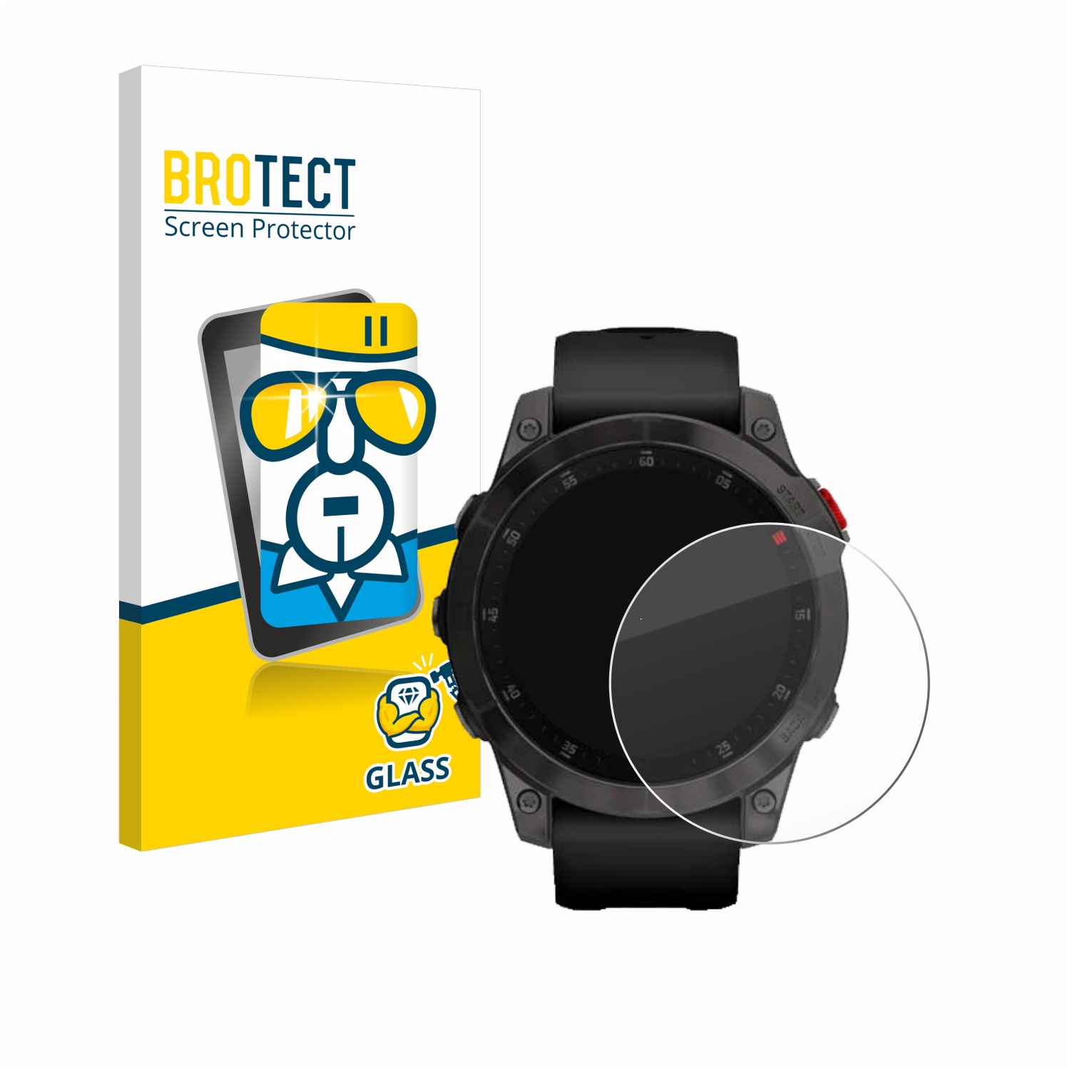 Protection écran Verre Trempé BROTECT Pour Garmin Quatix 8 (51 Mm) - 9H, Anti-rayures, Anti-empreintes