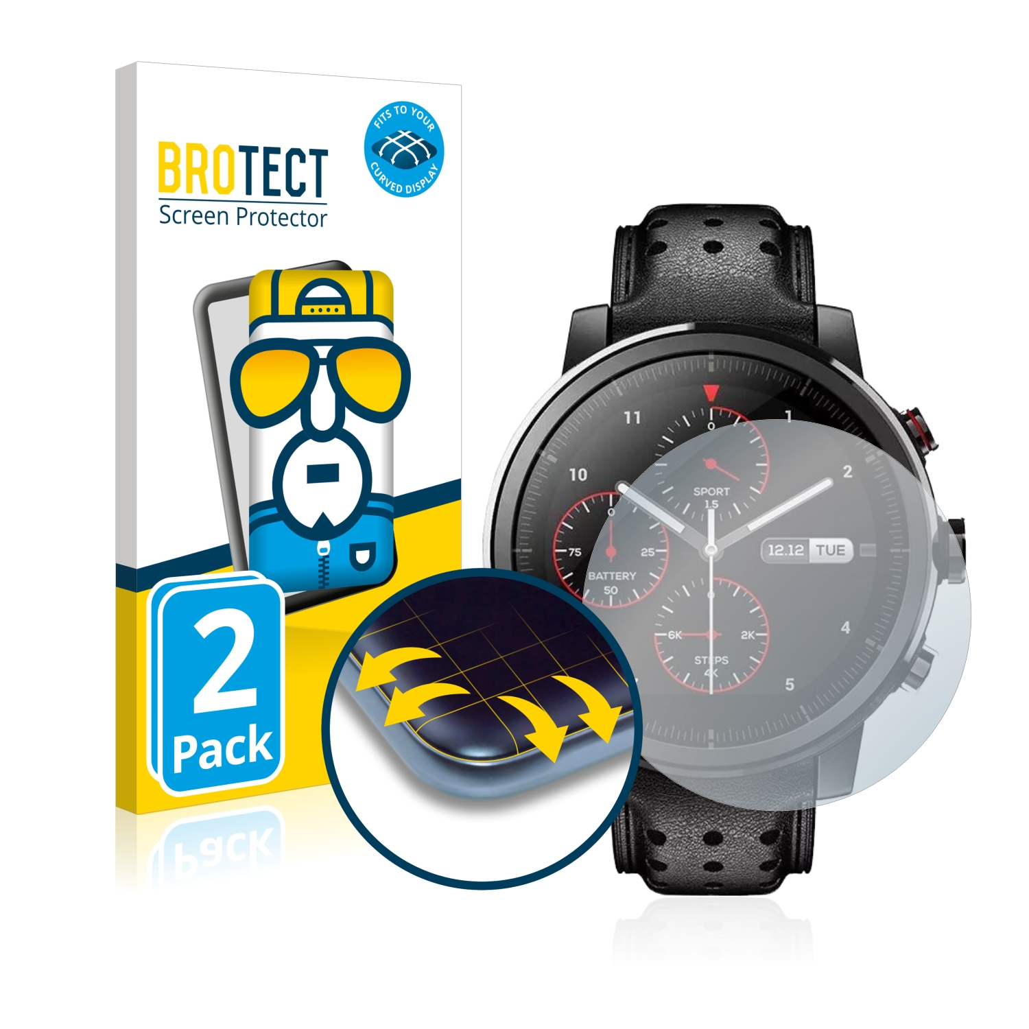 2x BROTECT Flex Full-Cover Displayschutzfolie für Huami Amazfit Stratos Plus  | schutzfolien24.de