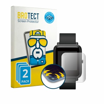 Parte frontale di una confezione del prodotto con il logo del marchio BROTECT. Accanto è raffigurato il dispositivo Huami Amaz