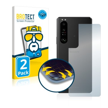 Face avant d’un emballage produit avec le logo de la marque BROTECT. À côté, l’appareil Sony Xperia 5 III (Arrière) est représ