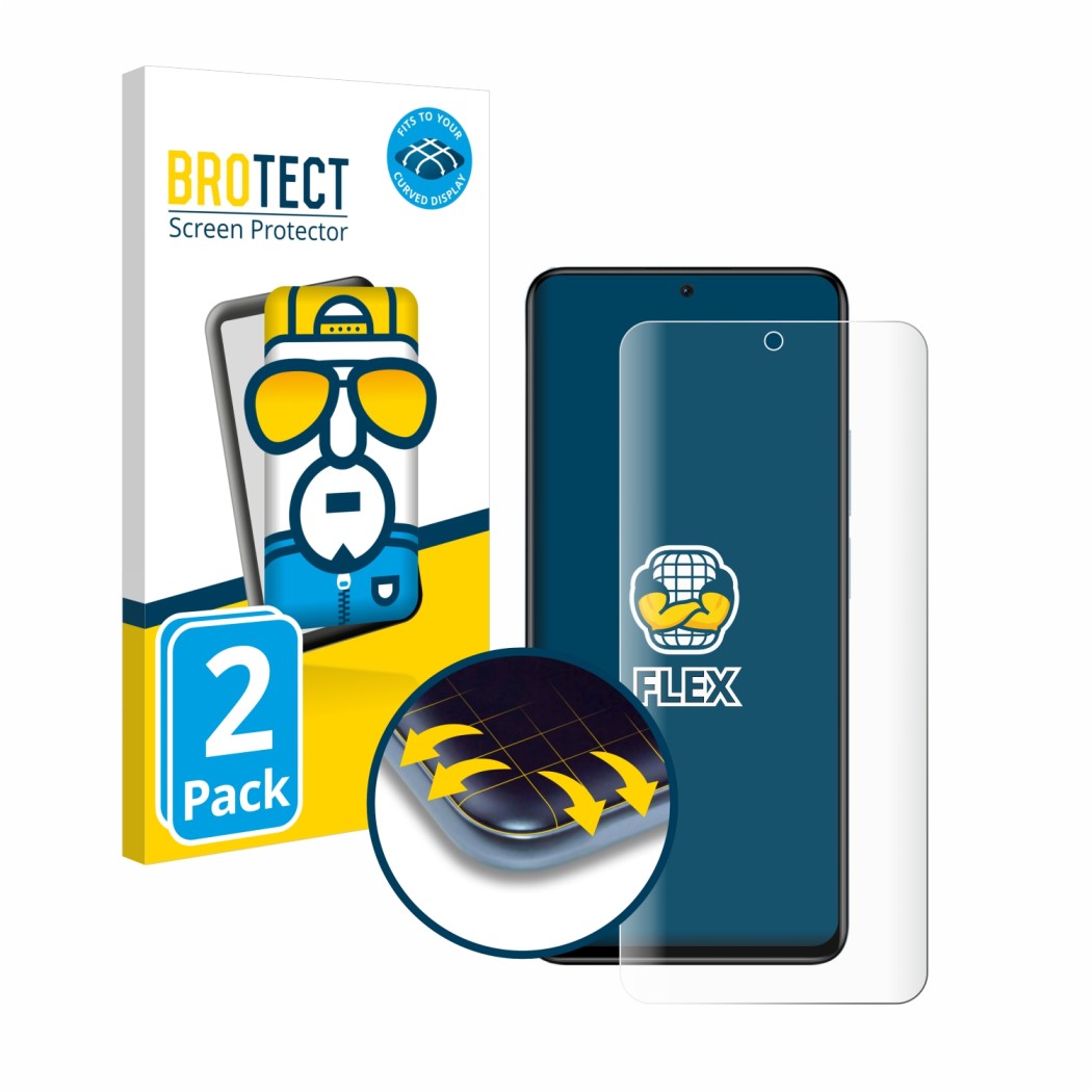 Vorderseite einer Produktverpackung mit dem Markenlogo BROTECT. Daneben ist das Gerät Xiaomi Redmi Note 11 Pro+ 5G mit dem zug