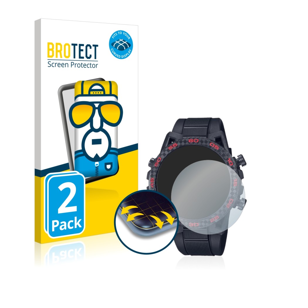 Parte frontale di una confezione del prodotto con il logo del marchio BROTECT. Accanto è raffigurato il dispositivo Casio Edif