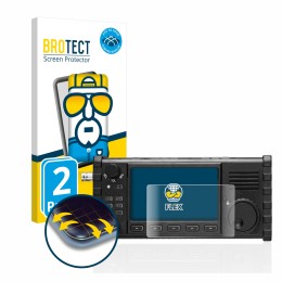 Parte frontal de un envase de producto con el logotipo de la marca BROTECT. Al lado se muestra el dispositivo Xiegu X6100 HF-T