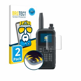 Parte frontal de un envase de producto con el logotipo de la marca BROTECT. Al lado se muestra el dispositivo Kenwood TH-D75E 