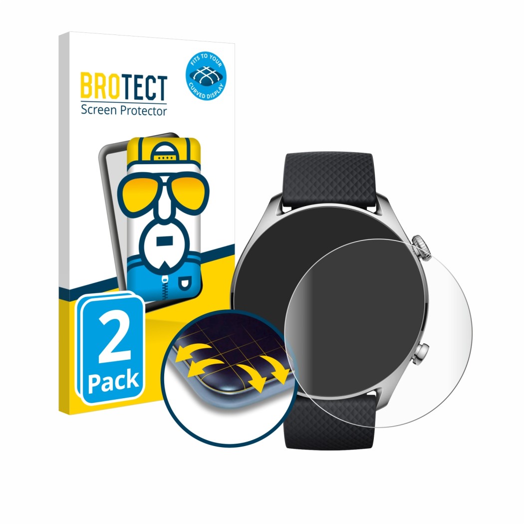 2x BROTECT Flex Full-Cover Protector de Pantalla Completa para Huami Amazfit  GTR 4 Limited Edition