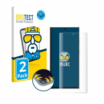 Vorderseite einer Produktverpackung mit dem Markenlogo BROTECT. Daneben ist das Gerät Samsung Galaxy S23 Ultra Enterprise Edit