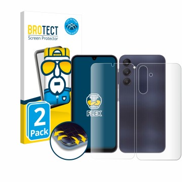 Vorderseite einer Produktverpackung mit dem Markenlogo BROTECT. Daneben ist das Gerät Samsung Galaxy A25 5G (Display+Rückseite
