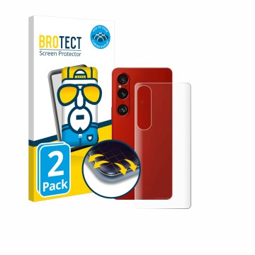 Vorderseite einer Produktverpackung mit dem Markenlogo BROTECT. Daneben ist das Gerät Sony Xperia 1 VI (Rückseite) mit dem zug