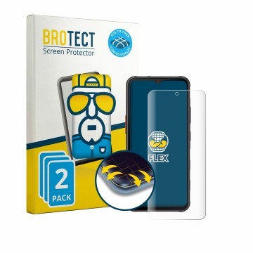 Front side of a product packaging with the brand logo BROTECT. Next to it is the device Samsung Galaxy XCover 7 Enterprise Edi