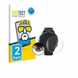 Face avant d’un emballage produit avec le logo de la marque BROTECT. À côté, l’appareil Garmin Forerunner 970 est représenté a