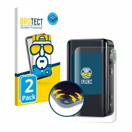 Parte frontal de un envase de producto con el logotipo de la marca BROTECT. Al lado se muestra el dispositivo Lost Vape Centau