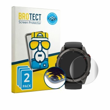 Front side of a product packaging with the brand logo BROTECT. Next to it is the device Garmin Fenix 8 Pro AMOLED (47 mm) show