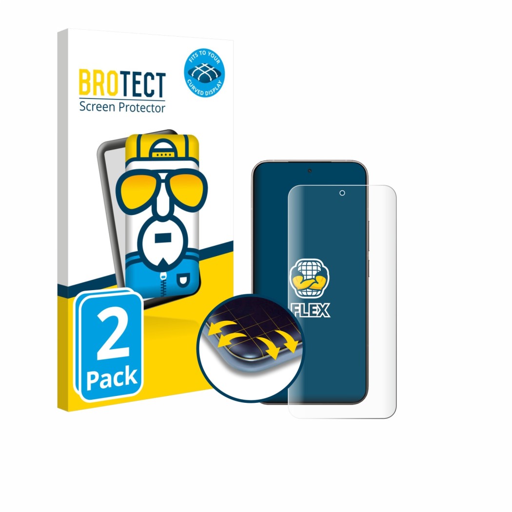 Face avant d’un emballage produit avec le logo de la marque BROTECT. À côté, l’appareil Xiaomi 15T Pro est représenté avec la 