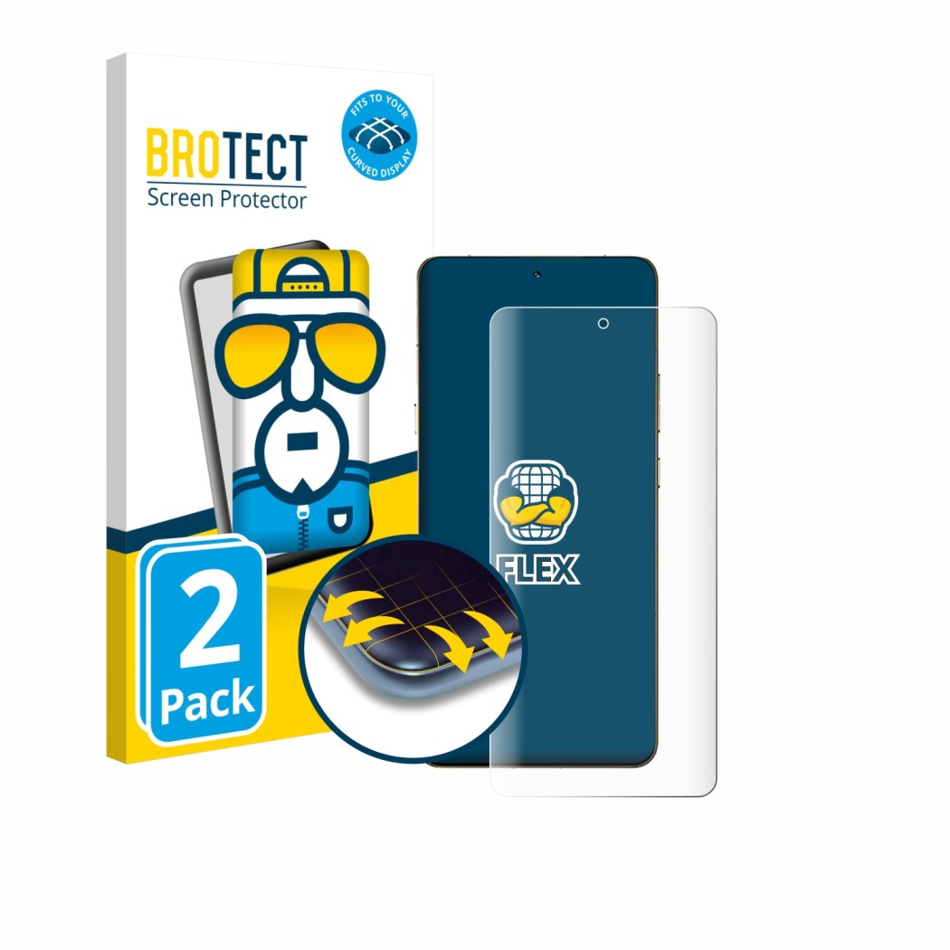 Parte frontal de un envase de producto con el logotipo de la marca BROTECT. Al lado se muestra el dispositivo Motorola Signatu