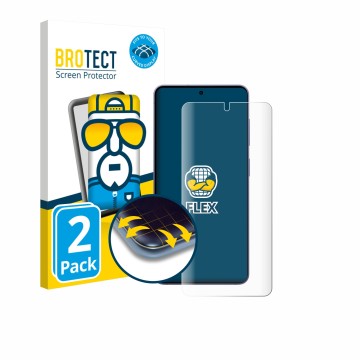 Front side of a product packaging with the brand logo BROTECT. Next to it is the device Samsung Galaxy S26 shown with the corr