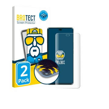 Front side of a product packaging with the brand logo BROTECT. Next to it is the device Huawei Enjoy 70X Energy shown with the