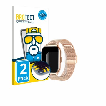 Face avant d’un emballage produit avec le logo de la marque BROTECT. À côté, l’appareil APAUK Smartwatch 2.01
