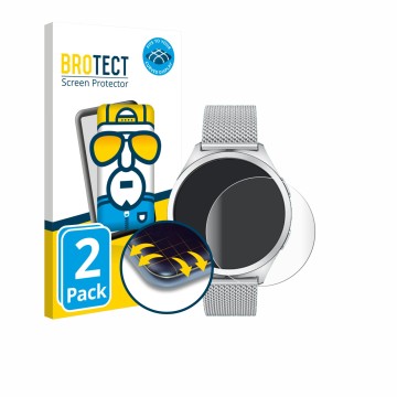 Vorderseite einer Produktverpackung mit dem Markenlogo BROTECT. Daneben ist das Gerät NONGAMX Smartwatch 1.27