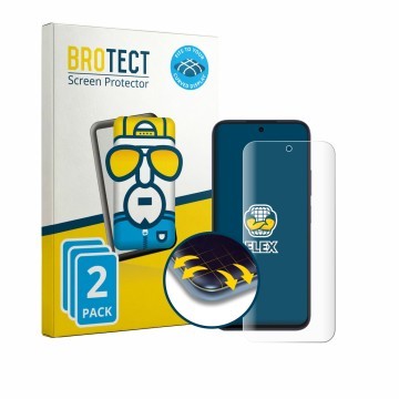 Parte frontale di una confezione del prodotto con il logo del marchio BROTECT. Accanto è raffigurato il dispositivo Oppo A6k c