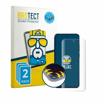 Parte frontal de un envase de producto con el logotipo de la marca BROTECT. Al lado se muestra el dispositivo Motorola Edge 70