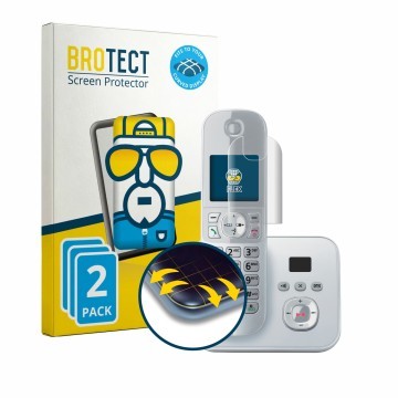 Vorderseite einer Produktverpackung mit dem Markenlogo BROTECT. Daneben ist das Gerät Panasonic KX-TG6861 mit dem zugehörigen 