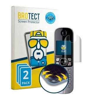 Vorderseite einer Produktverpackung mit dem Markenlogo BROTECT. Daneben ist das Gerät Panasonic KX-TG6823 mit dem zugehörigen 