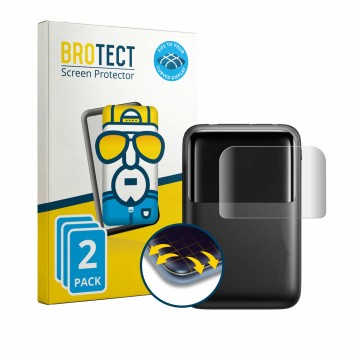 Parte frontal de un envase de producto con el logotipo de la marca BROTECT. Al lado se muestra el dispositivo INIU Cougar P63-