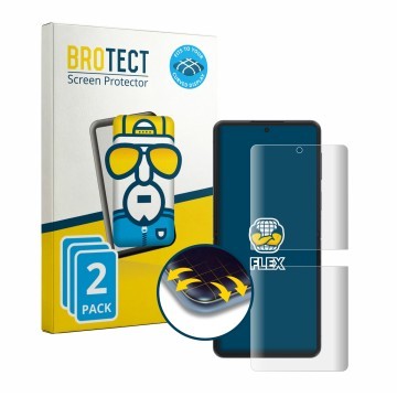 Parte frontal de un envase de producto con el logotipo de la marca BROTECT. Al lado se muestra el dispositivo Samsung Galaxy Z
