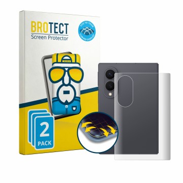 Parte frontal de un envase de producto con el logotipo de la marca BROTECT. Al lado se muestra el dispositivo Samsung Galaxy Z