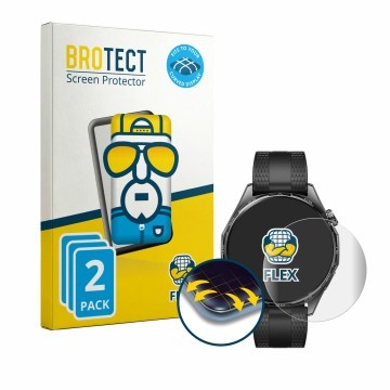Vorderseite einer Produktverpackung mit dem Markenlogo BROTECT. Daneben ist das Gerät Huawei Watch GT 7 (46 mm) mit dem zugehö